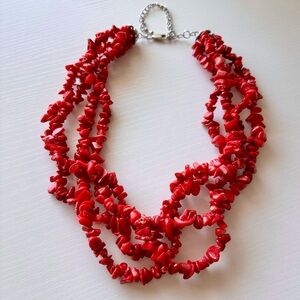Vibrant Red Coral Nugget Necklace 🪸 4 Strands